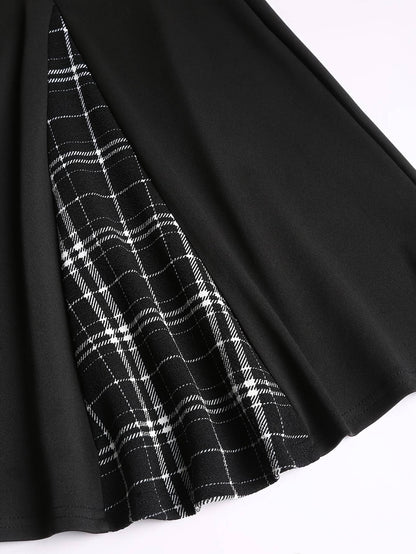 2025 European and American fashion summer new large size girls Gothic mini skirt high waist plaid A-line