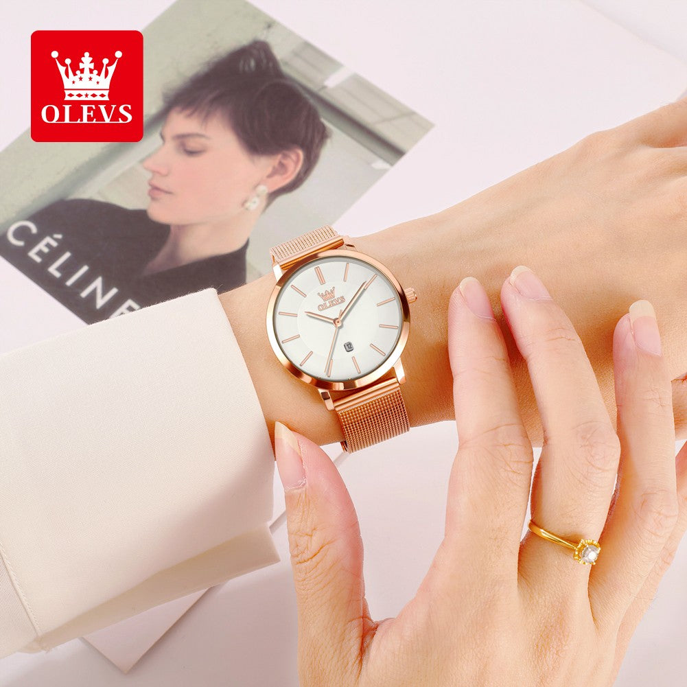 OLEVS 5869 Women Watch Fashion Simple Ultra Thin 6.5mm Quartz Women's Watch Top Brand Calendar Waterproof Women Luxury Watch