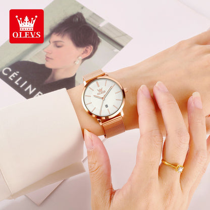 OLEVS 5869 Women Watch Fashion Simple Ultra Thin 6.5mm Quartz Women's Watch Top Brand Calendar Waterproof Women Luxury Watch