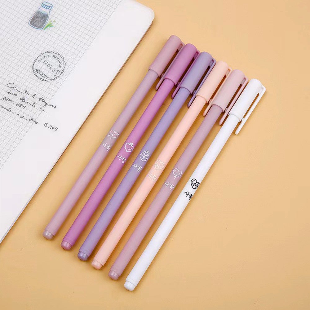 Caneta Gel Fofa Morandi 6 Peças/Conjunto Kawaii 0,5mm Esferográfica Preta Material de Escritório Escolar Caneta de Água para Estudante Caneta Neutra