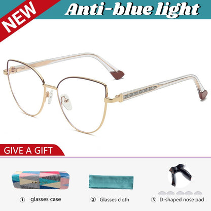 VICKY New Personalized Simple Cat's Eye Fashion Design Women's Anti-Blue Light Reading Glasses Customizable Prescription 78001