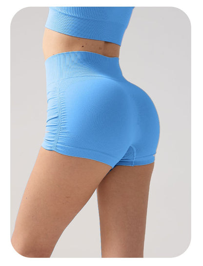 Women High Waist Fitness Shorts Gym Hip Lifting Yoga Sports Tight Running Shorts Exercise Three Folded Yoga Shorts