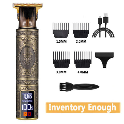 Electric Barber T9 Upgraded LCD Rechargeable Retro Oil Head Carving Electric Push Shear Pubic Hair Clipper Machine for Women