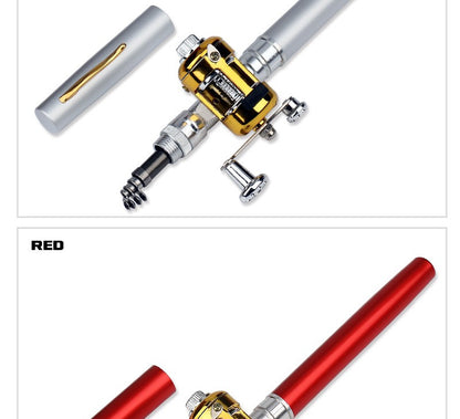 Fishing Rod Reel Combo Set Mini Telescopic Pocket Pen Fishing Rod Pole + Reel