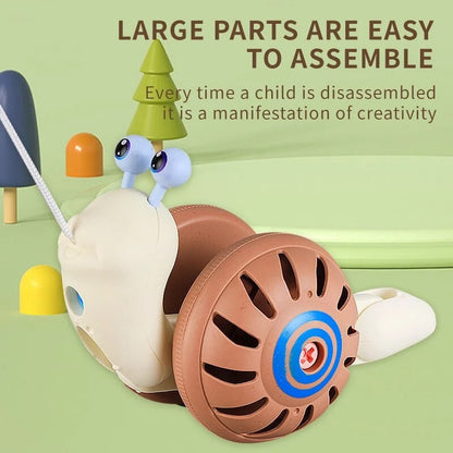 1 PCS Rope Assembly Pull Thread Snail Children's Puzzle Assembly Rattle Baby Outdoor Toddler Toy Children's Gift