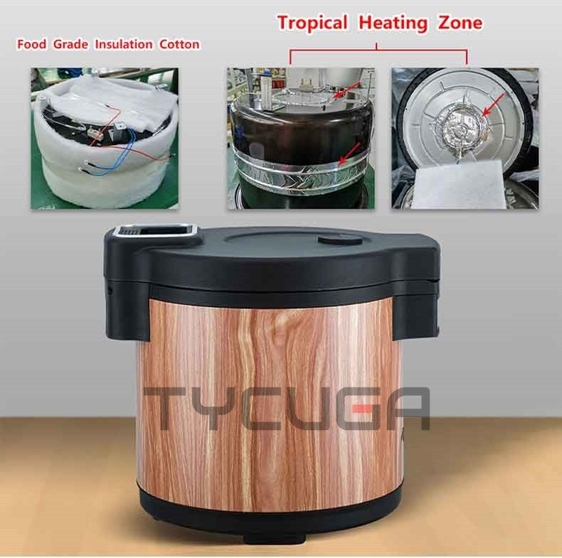 15L Electric Rice Cooker Heating Insulated Food Container Non-stick Inner Soup Warmer Kitchen Appliances For Sushi Restaurant