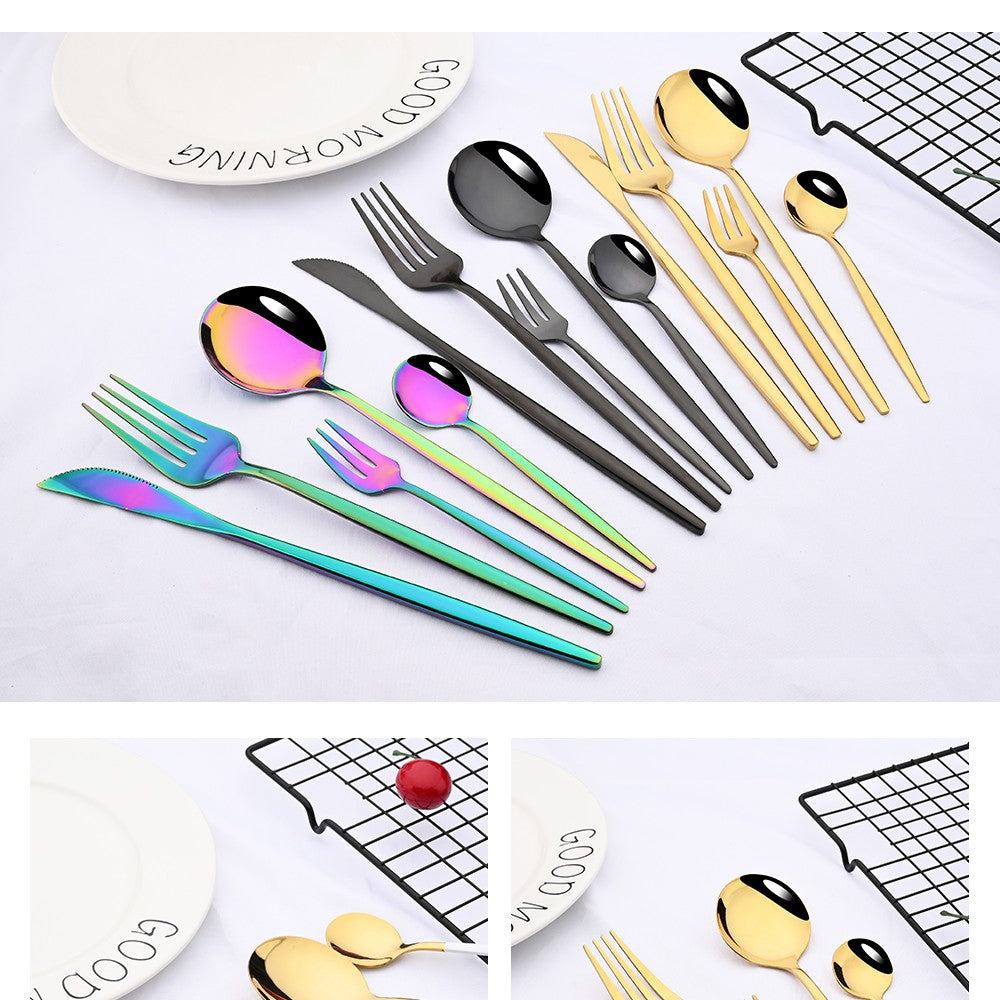 6Set/30Pcs Pink Silver Dinnerware Set Stainless Steel Knife Ckae Fork Spoon Cutlery Set Tableware Silverware Set Dropshipping