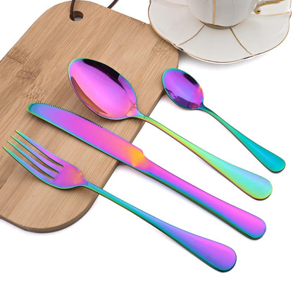 AJOYOUS Jogo de Louça de Aço Inoxidável Espelhado 24 Peças Talheres Ocidentais Faca Garfo Colher Conjunto de Talheres Utensílios de Cozinha Prateados