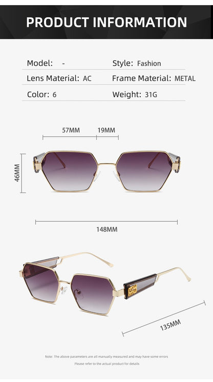 Metal Rectangle Sunglasses Women Fashion High Quality Frame Glasses Vintage Brand Designer Eyewear UV400