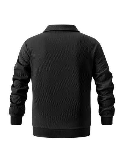 Autumn Men's Casual Sweatshirt Quarter Zip Solid Color Pullover Sweater Outdoor Daily Long Sleeve Polo Turtleneck Male Tops