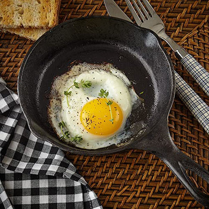 Frigideira de Ferro Fundido com Bico Antigotejamento Pré-Temperada, Utensílio de Cozinha Seguro para Forno, Acampamento, Uso Interno e Externo