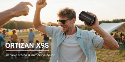 Ortizan X9S Caixa de Som Portátil Bluetooth, Som Alto HD com Reforço de Graves, Caixa de Som Sem Fio com Luz LED, À Prova D'água IPX7, Alto-falante de 15W