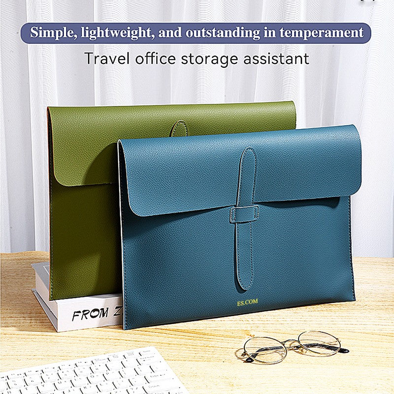 Business Office Luxury Document Bag PU Leather Custom Name Large Capacity A4 Paper File Bag Fashion Engrave Logo Storage Bags