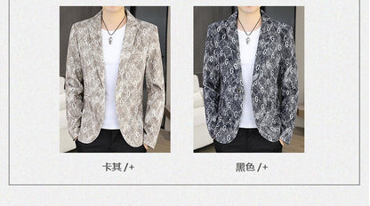 New Floral Pattern Autumn Winter Men's Suit Slim Fit Youth Formal Single Blazer Jacket