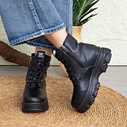 Bestselling Height Increasing Women2025Autumn and Winter New Fleece-Lined Non-Slip Short Boots for Petite Thick-Soled Faux Wool