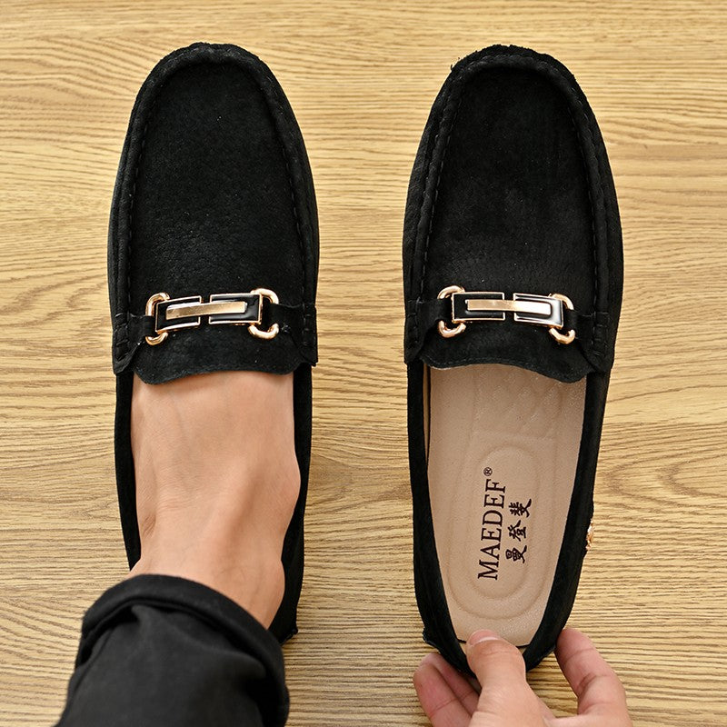 YRZL Loafers Men Big Size 48 Soft Driving Moccasins High Quality Flats Genuine Leather Shoes Men Slip-on Suede Loafers for Men