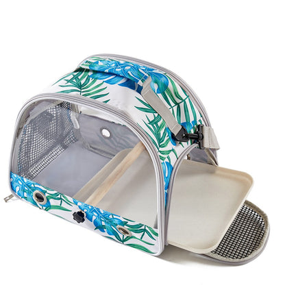 Mochila Transportadora para Papagaio, Mochila para Pássaros com Poleiro, Gaiola Portátil com Janela Lateral Dobrável, para Periquito, Periquito-australiano, Pequenos Animais de Estimação, Gaiola de Viagem