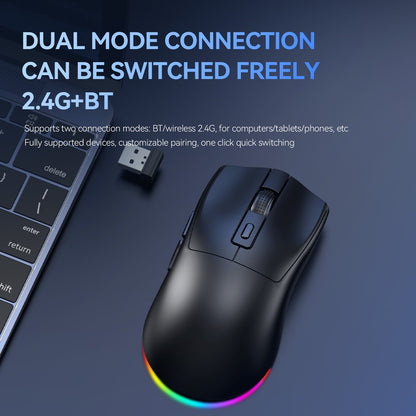 LEAVEN X3 2.4G Bluetooth Modo Duplo Receptor Mouse Óptico Sem Fio Mouse Gamer 1600DPI Mouse Compatível com Bluetooth para MacBook L