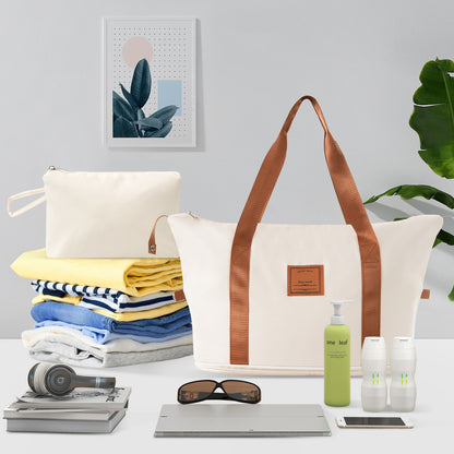 Mala de Viagem de 20 Polegadas com Rodas, Design Moderno, com 1 Bolsa de Viagem e 1 Necessaire para Viagens Curtas e Longas