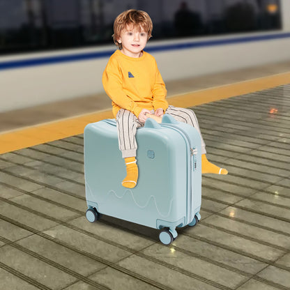 Mala de Viagem, Maleta de Viagem Infantil Portátil, Mala de Rodinhas de 18 Polegadas para Crianças, Mala Infantil Azul Celeste, Natal