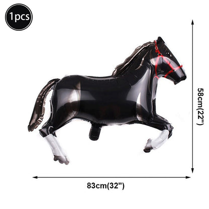 1pc Oversized Horse Balloon Cowboy Giant Horse Aluminum Film Balloon Farm Animal Horse Theme Birthday Party Decoration Kids Toys