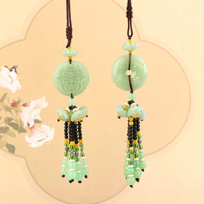Imitation Green Jade Car Pendants Buddha Statue Brave Troop Hanging Ornament Talisman Auto Interior Decor Gifts