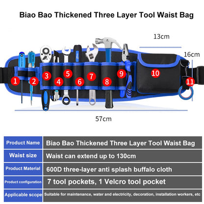 Hardware and electric Tool Bag Multifunction Oxford Cloth Thickened Maintenance Aerial Work Pocket Portable Tool Pocket Waistbag