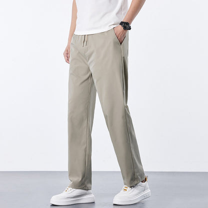 Calça Masculina Casual de Verão Seda Gelo Calça com Elástico na Cintura Calça de Corrida Fresca Respirável 5GG