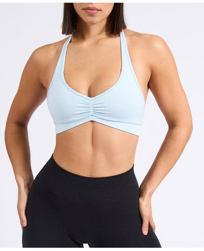 Sports Bra Strappy Backless Yoga Gym Bra Removable Cups Women Workout Clothing Gym Top Halter Sport Bras 6 colors