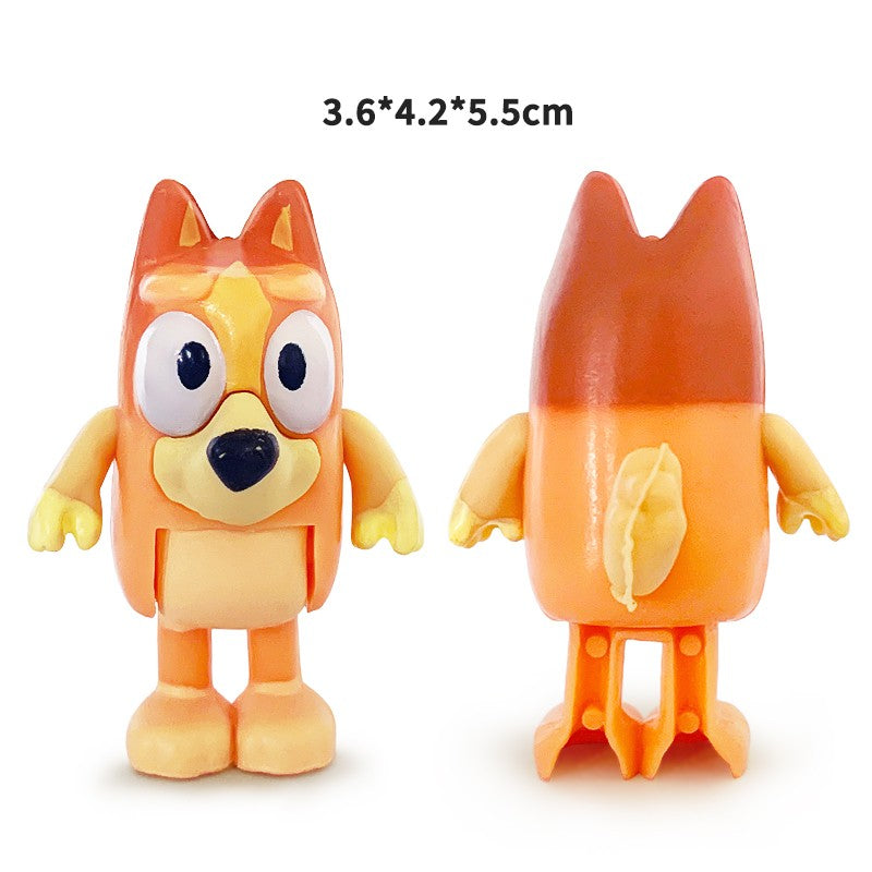 Bluey e Bingo Série Família Anime Modelo de Bonecos de Ação Desenhos Animados Mini Bonecos de PVC Enfeites Presente de Brinquedos de Decoração de Aniversário Infantil