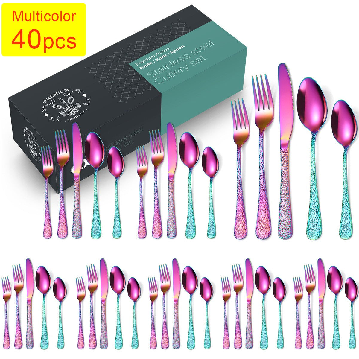 20/30/40Pcs Luxury Tableware Flatware Set Creative Snake Skin Hotel Steak Dinnerware Set Stainless Steel Gold Cutlery Set Gift