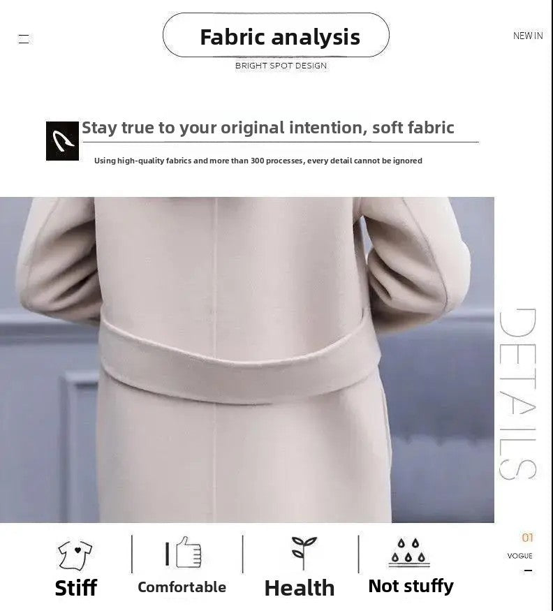 Plus Size Ladies Thickened Winter Coat Long Open-Front Woolen Jacket Loose Fit plus Size Fashionable Autumn Winter Korean Sty...