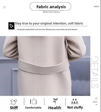 Plus Size Ladies Thickened Winter Coat Long Open-Front Woolen Jacket Loose Fit plus Size Fashionable Autumn Winter Korean Sty...