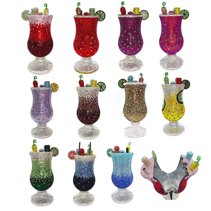 XIYUAN Martini Purse Women Crystal Evening Bags Luxury Designer Diamonds Cup Clutches Wedding Bridal Handbag Lady Rhinestone Bag