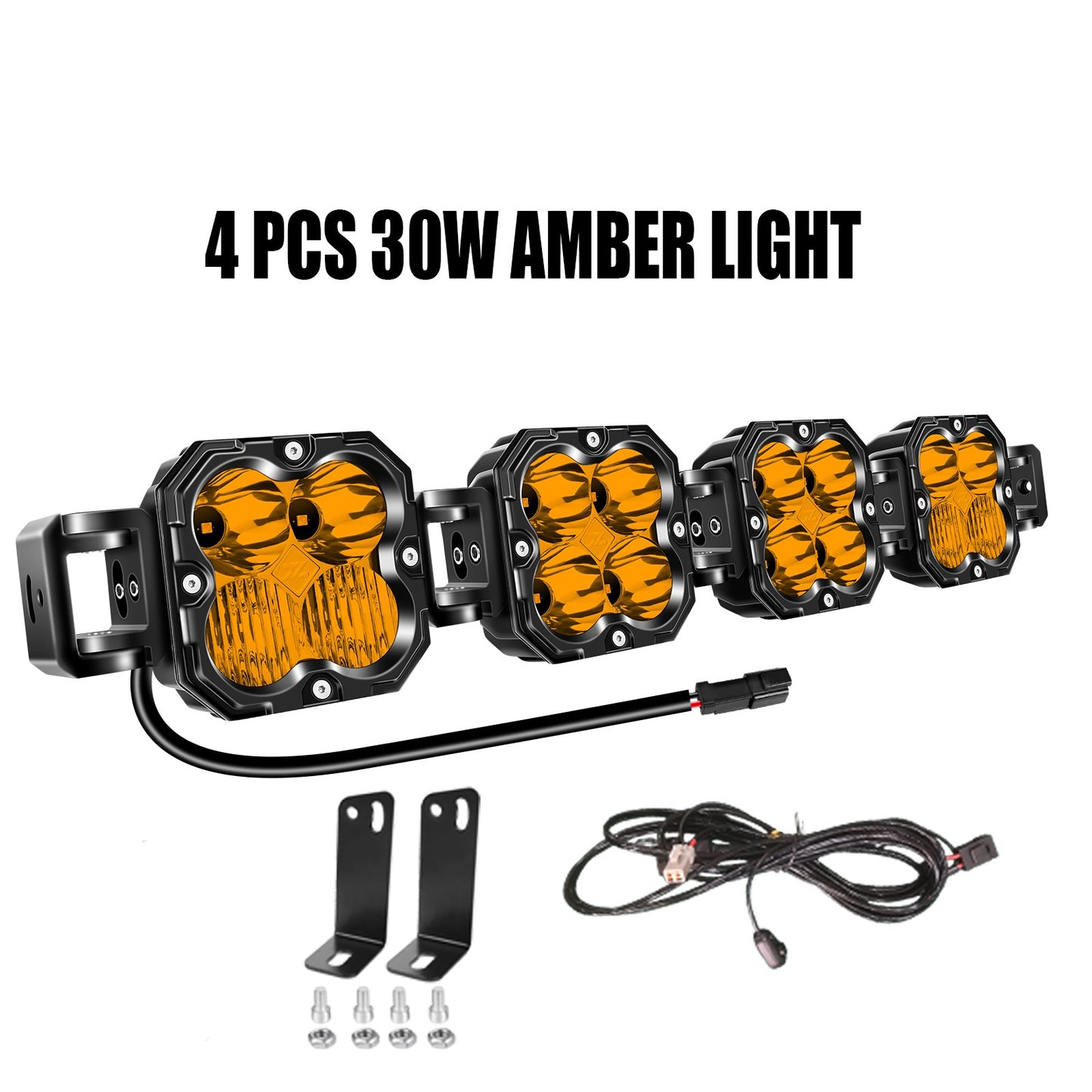4in 30W Amer Cube LED Pod Light Spot Flood Combo Beam Work Lights,3055K/3530K Car Off-Road Driving Lamp for Truck,SUV,Motorcycle