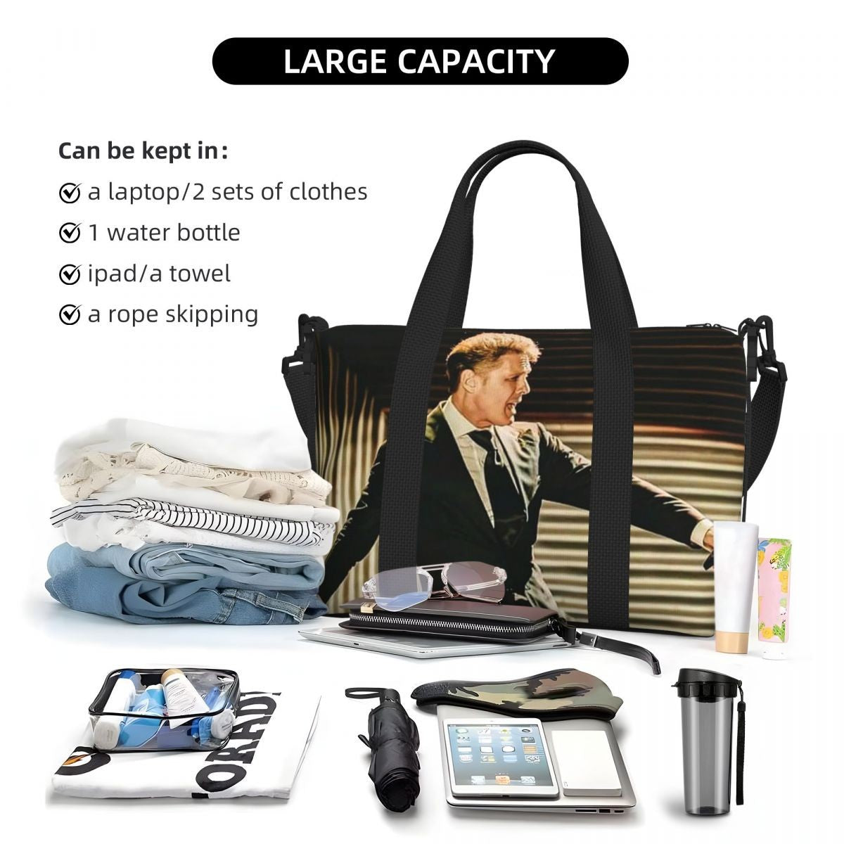 El Sol De Mexico Luis Miguel Beach Travel Bag Large Capacity Tote Bags for Gym Sport Women Shopping Duffle Shoulder Bag