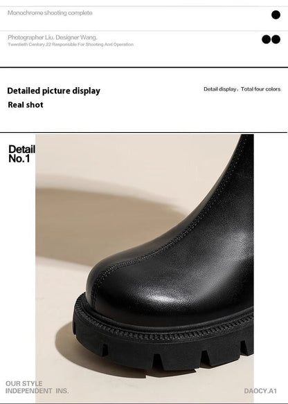 Real Soft Leather Boots 2025 Autumn And Winter New Knight Boots Height Increasing And Slimming Boots Thick Soled High Boots Long
