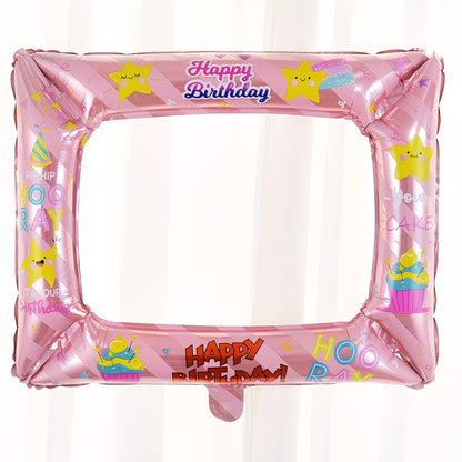 1pc 55.88 cm Photo Frame Foil Balloon with "Happy Birthday!" Written on It - Design - Perfect for Birthday Party Decorations And