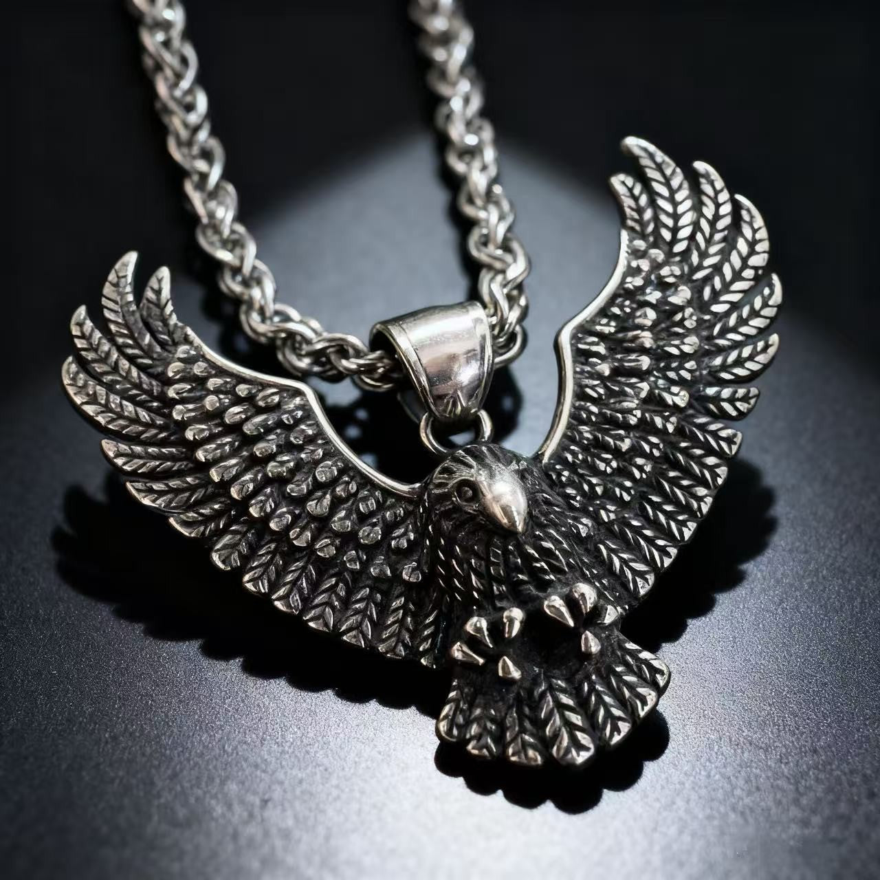 YQ Colar com Pingente de Águia Viking em Aço Inoxidável 316L para Homens Acessórios de Joias Góticas Punk Masculinas