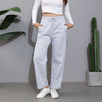 Wide Leg Pants For Women’s Fleece Lined Sweatpants Straight Pants Bottom All-Math Plain Fitness Joggers Pants Travel Basic