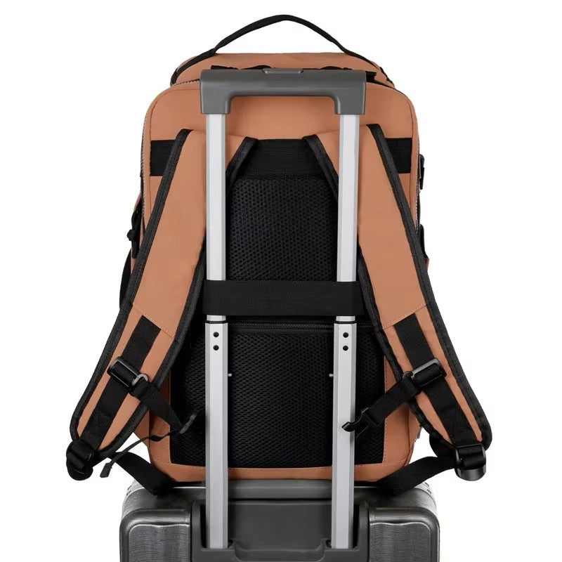 Mochila Unissex Estilo Executivo Moderno Grande Espaço Multifuncional Adequada para Malas de Rodinha Viagens Curtas Bolsa de Ombro Expansível