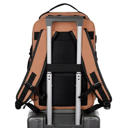 Mochila Unissex Estilo Executivo Moderno Grande Espaço Multifuncional Adequada para Malas de Rodinha Viagens Curtas Bolsa de Ombro Expansível