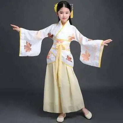 Hanfu Chinese Costume Girls Children Kimono Traditional Vintage Ethnic Fan Students Dance Halloween Japanese Yukata Kimono Style