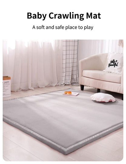 1pc Japanese Tatami Rug, Coral Velvet Area Rug, Baby Mat for Floor Play, 3CM Thick Crawling Rugs, Padded Foam Rug for Kids Playr