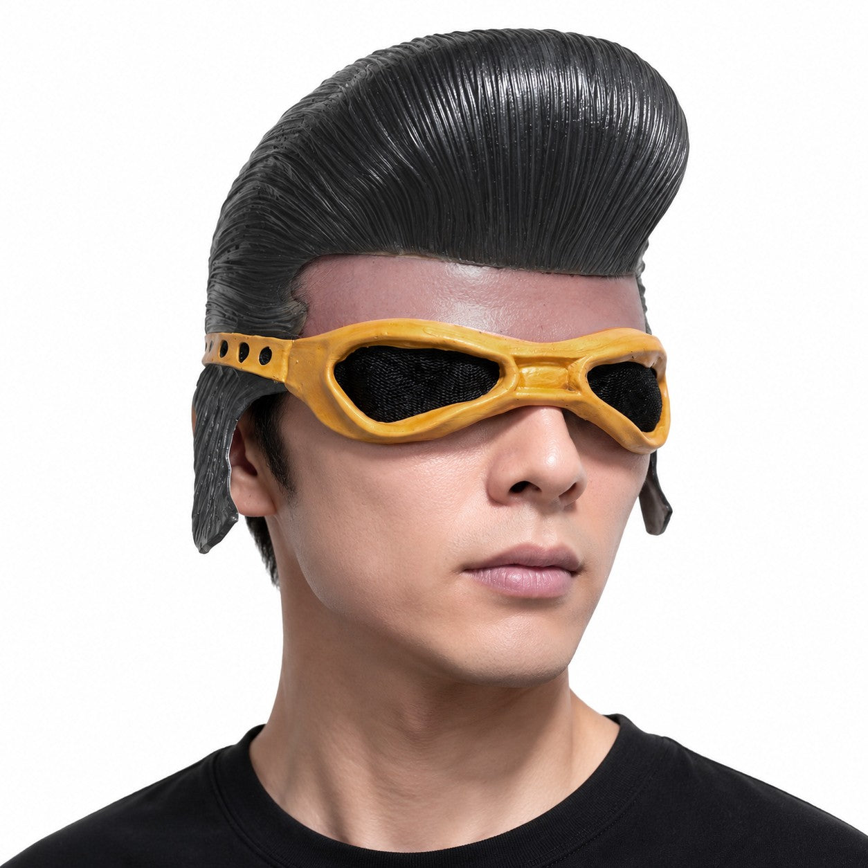 Classic Pompadour Hair Latex Mask Full Head Rock and Roll Performer Costume Mask Halloween Cosplay