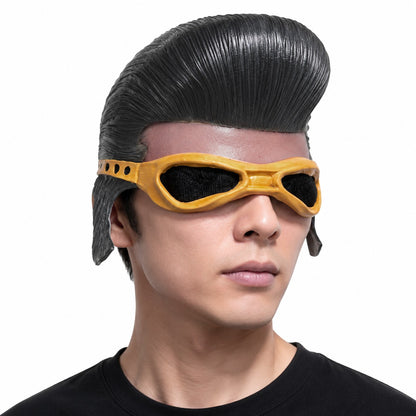 Classic Pompadour Hair Latex Mask Full Head Rock and Roll Performer Costume Mask Halloween Cosplay