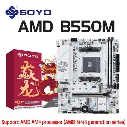 Placa-mãe gamer SOYO AMD B550M USB3.1 M.2 Nvme Sata3 DDR4 Dual Channel Suporta RYZEN R3 R5 R7 3000 4000 5000 CPU Socket AM4
