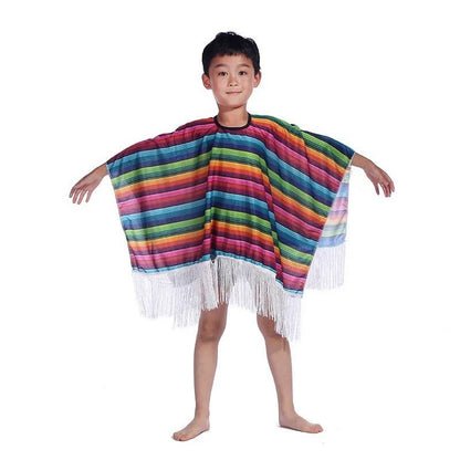 Mexican Shawl Halloween Cloak Cosplay Dance Party Mexican Hat Adult Ribbon Cloak Adult Kids Funny Costume Halloween Cosplay