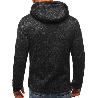 Men's Hoodie with Side Zipper Pockets Thin Wool Solid Color Casual Outdoor Hooded Tracksuit Long Sleeves Slim Hooded Jacket
