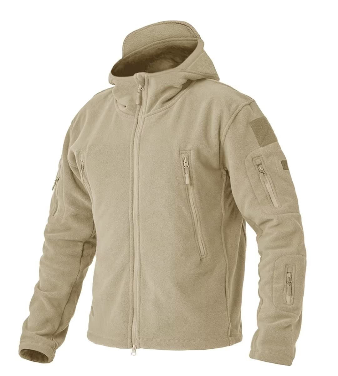 TACVASEN Winter Hooded Coats Mens Fleece Jackets Full Zip Up Multi-Pockets Fishing Hiking Climbing Outerwear Causal Parka Tops